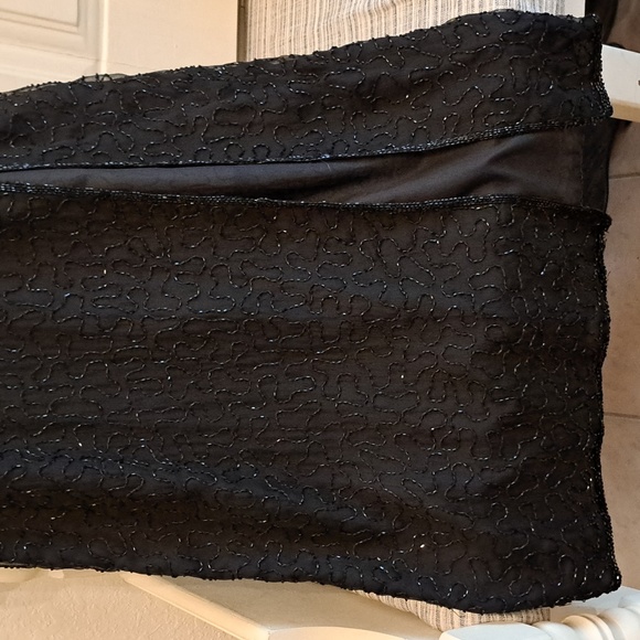 Vintage Laurence Kazar sequin beaded Dress Womens Vintage Large Black Formal - Picture 5 of 15